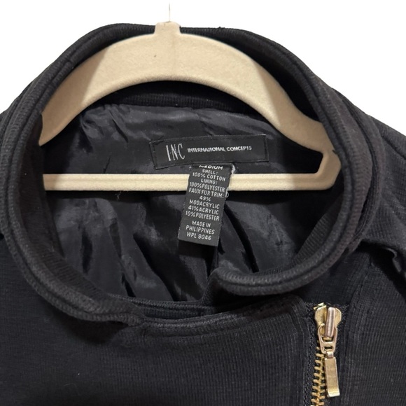 INC-International Concepts - 100% Cotton Jacket / asymetrical gold zipper - Med - Picture 5 of 6